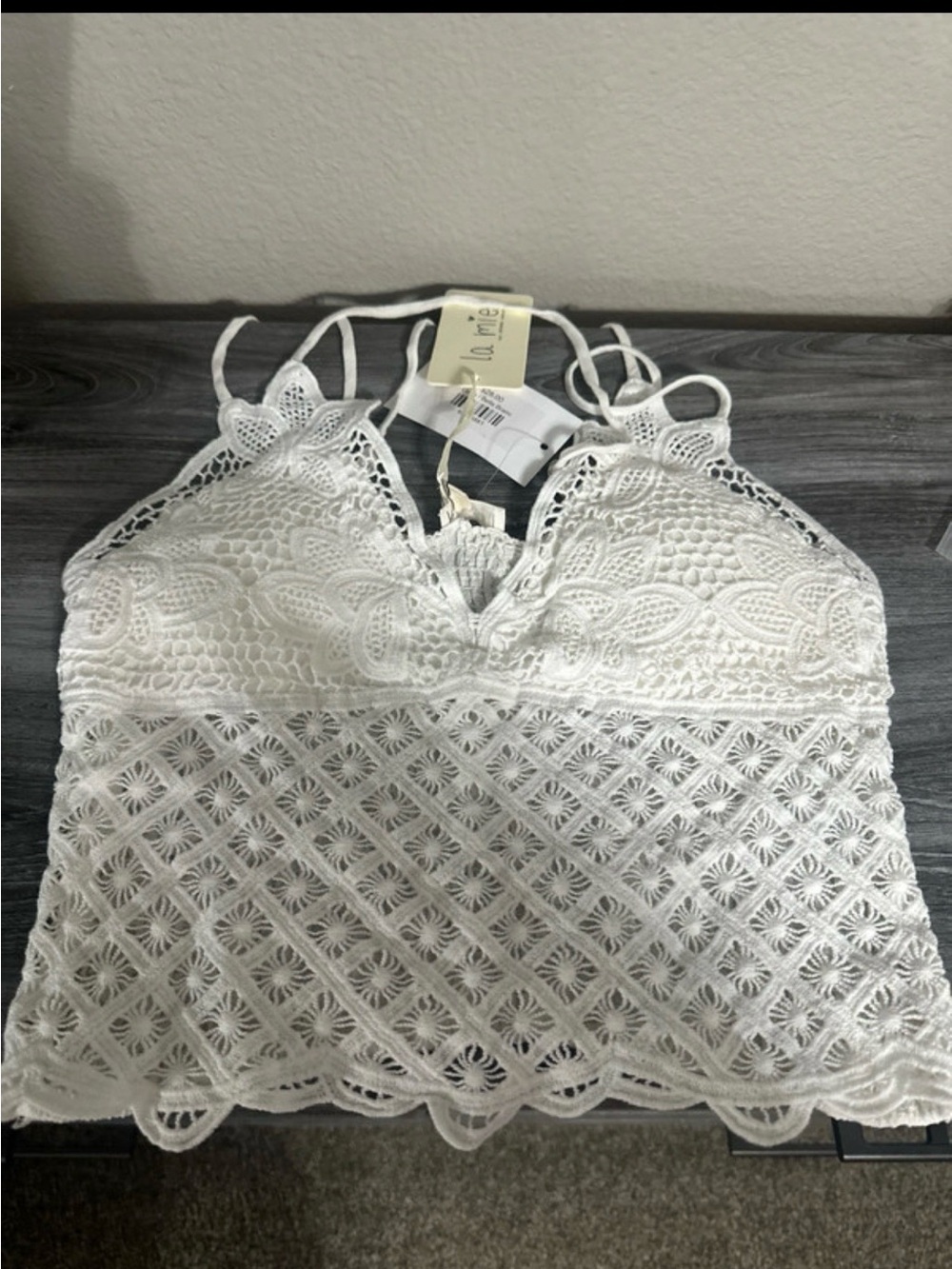 Lace Crochet White Camisole Bralette - Women